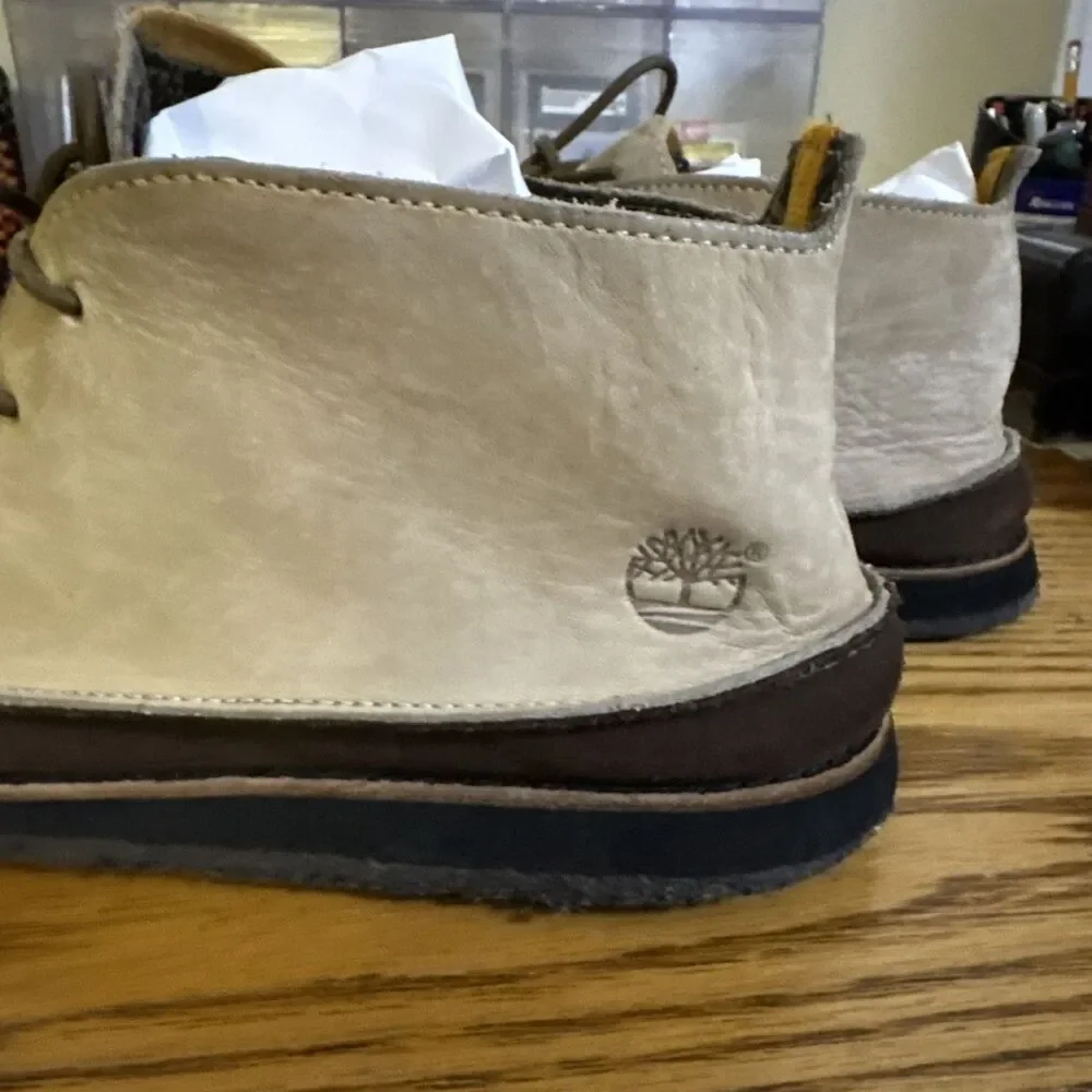 Timberland Mens Tan Leather/Suede Moc Toe Chukka Boots Size 10M See Pictures